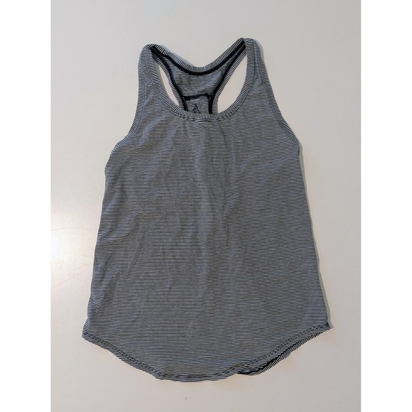 lululemon athletica Tops - Lululemon Racerback Tank Top Black White Micro Stripe Pleated Back Size Medium